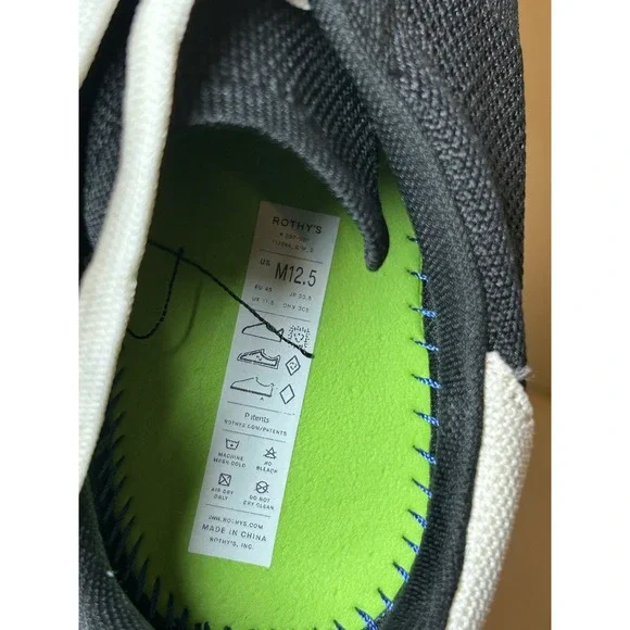 Rothy's The Men's Court Sneaker Black 12.5 Business Casual Streetwear Comfort
